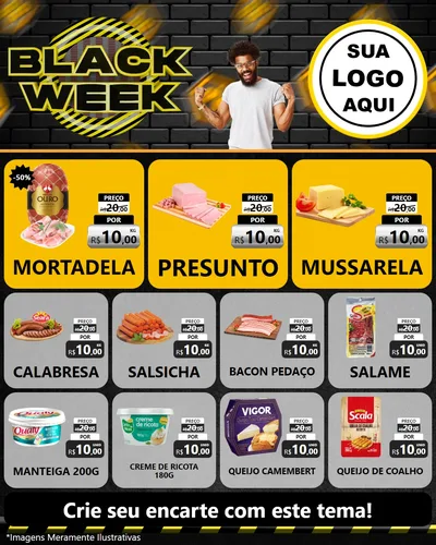 Modelo de Rede Social para Feed Instagram com o tema Black Week para Frios e Laticínios