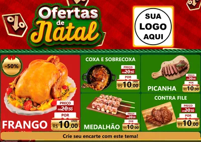 Modelo de Encarte para Encarte A4 Horizontal com o tema Ofertas de Natal para Assados
