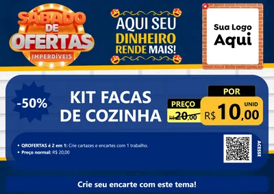 Modelo de Cartaz para Cartaz A4 Horizontal com o tema Sábado de Ofertas Imperdíveis para Utilidades Domésticas