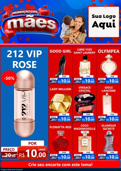 Modelo de Encarte para Encarte A4 Vertical com o tema Promoção das Mães para Perfumes