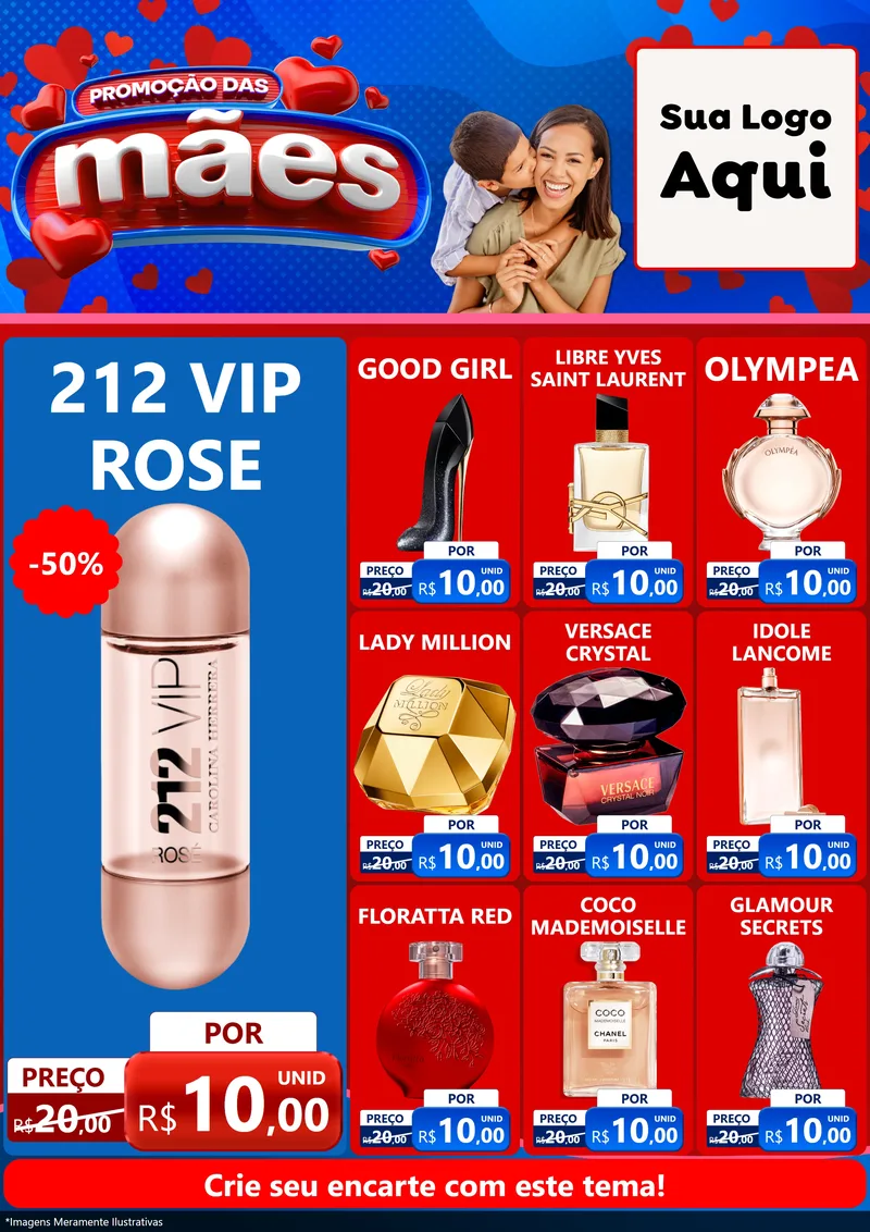 Modelo de Encarte para Encarte A4 Vertical com o tema Promoção das Mães para Perfumes