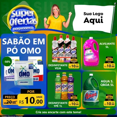 Modelo de Rede Social para Feed Facebook com o tema Super Ofertas de Independência para Produtos de Limpeza