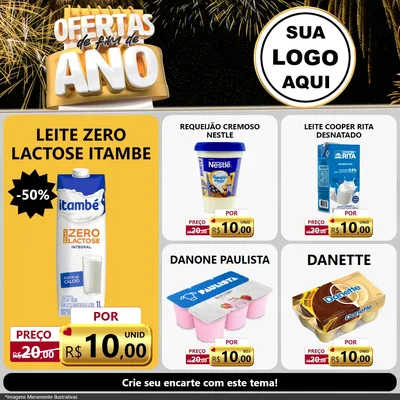 Modelo de Rede Social para Feed Facebook com o tema Ofertas de Fim de Ano para Frios e Laticínios
