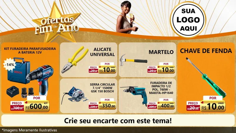 Modelo de TV para TV Horizontal com o tema Ofertas Fim de Ano para Maquinas e Ferramentas