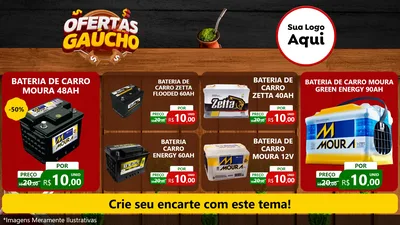 Modelo de TV para TV Horizontal com o tema Ofertas Dia do Gaúcho para Baterias Elétricas