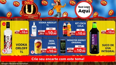Modelo de TV para TV Horizontal com o tema Dia U - O Dia Mais Barato Do Mês para Distribuidora de bebidas