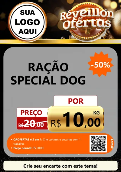 Modelo de Cartaz para Cartaz A4 Vertical com o tema Réveillon de Ofertas para Pet Shop