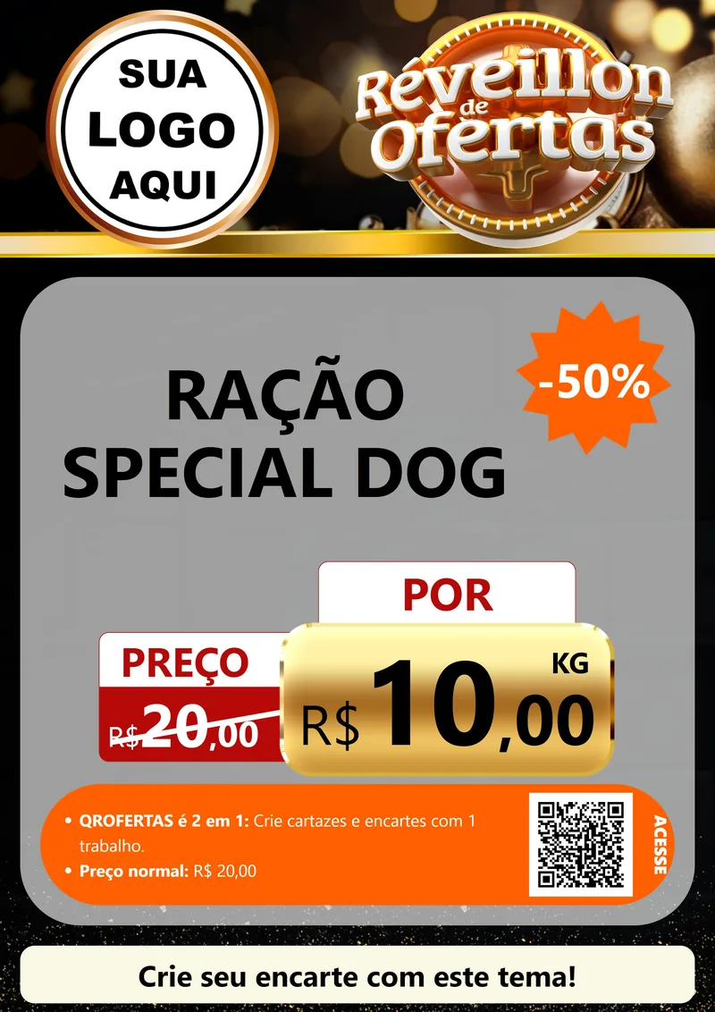 Modelo de Cartaz para Cartaz A4 Vertical com o tema Réveillon de Ofertas para Pet Shop