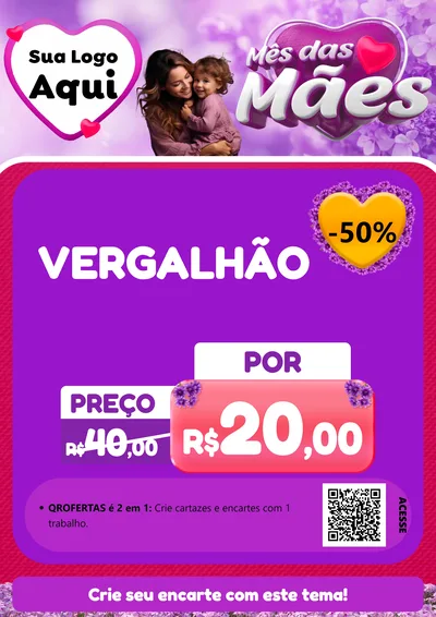 Modelo de Cartaz para Cartaz A4 Vertical com o tema Mês das Mães para Ferragens