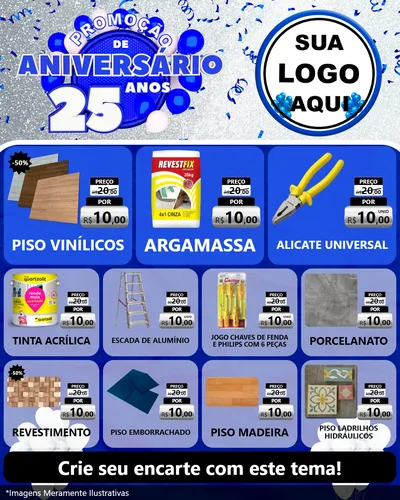 Modelo de Rede Social para Feed Instagram com o tema Promoção de Aniversário - 25 Anos para Material para Construção