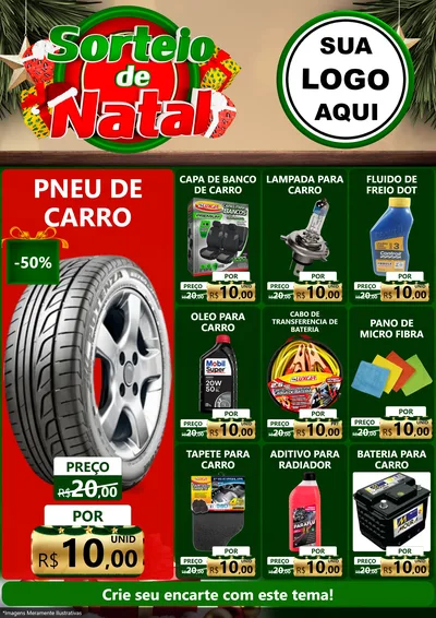 Modelo de Encarte para Encarte A4 Vertical com o tema Sorteio de Natal para Auto peças