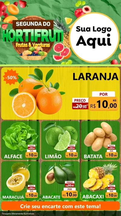 Modelo de Rede Social para Stories com o tema Segunda do Hortifrúti para Hortifrúti