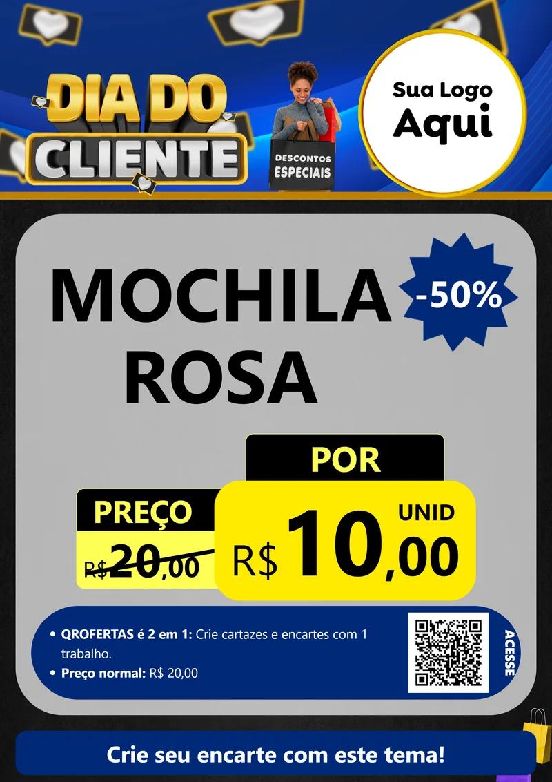 Modelo de Cartaz para Cartaz A4 Vertical com o tema Dia Do Cliente para Papelaria