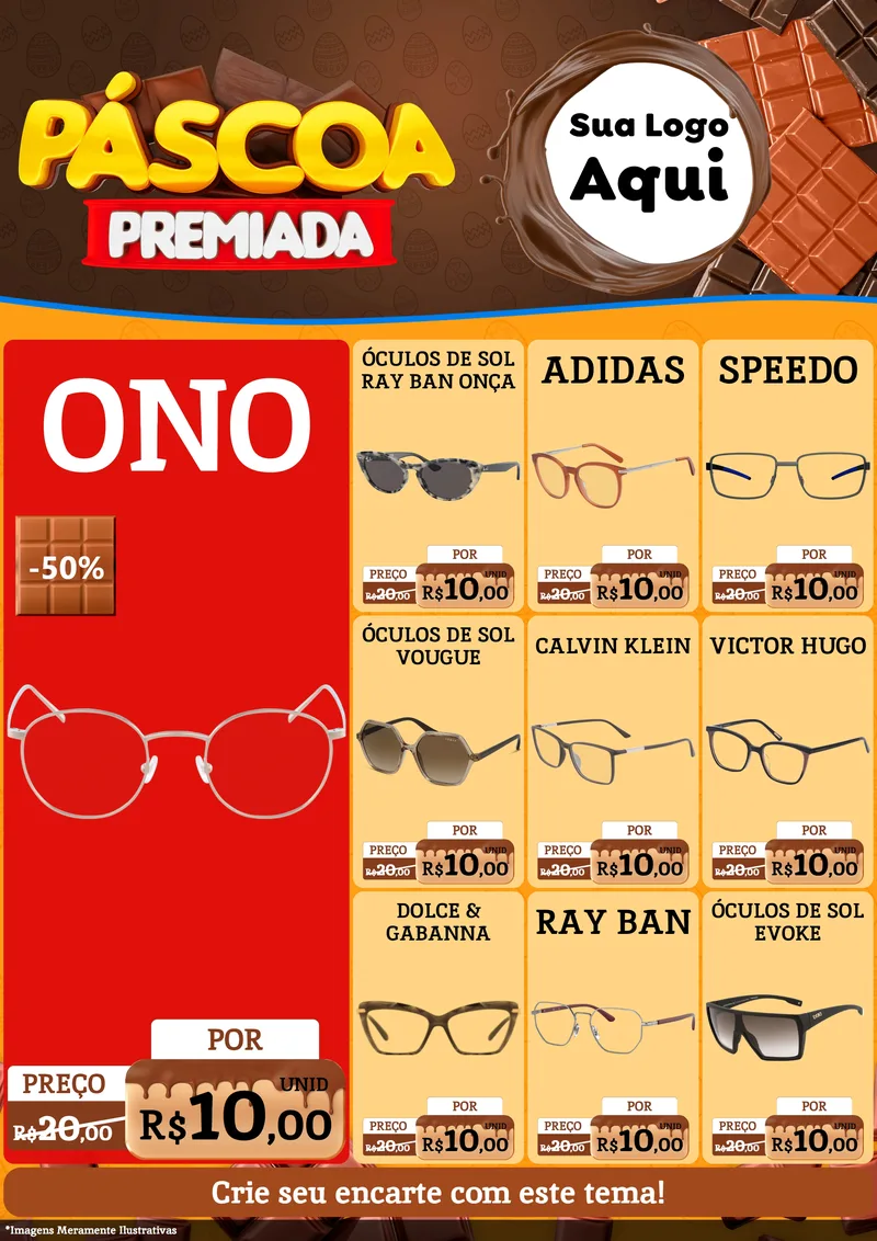Modelo de Encarte para Encarte A4 Vertical com o tema Páscoa Premiada para Óticas