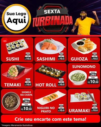 Modelo de Rede Social para Feed Instagram com o tema Sexta Turbinada para Comida japonesa