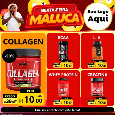 Modelo de Rede Social para Feed Facebook com o tema Sexta-feira Maluca para Suplementos alimentares