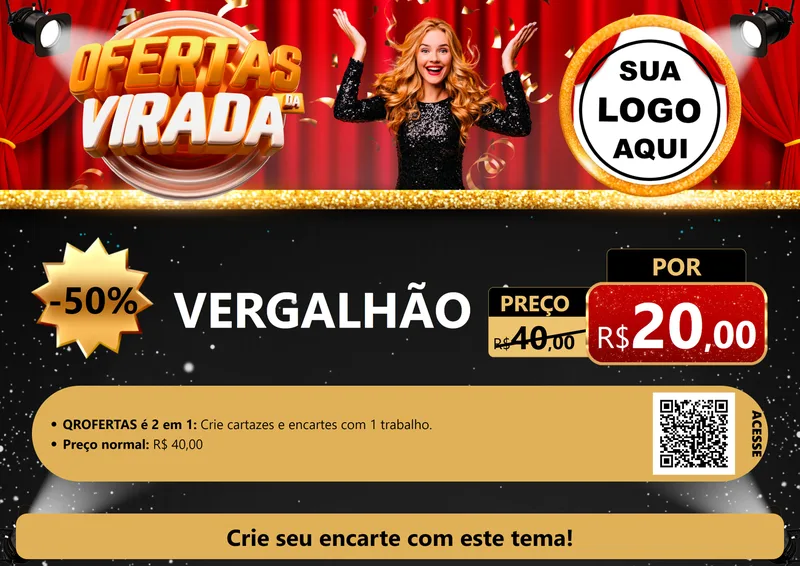 Modelo de Cartaz para Cartaz A4 Horizontal com o tema Ofertas da Virada para Ferragens