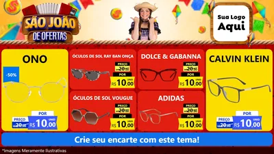 Modelo de TV para TV Horizontal com o tema São João de Ofertas para Óticas