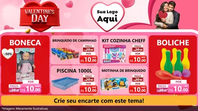 Modelo de TV para TV Horizontal com o tema Valentine's Day para Brinquedos
