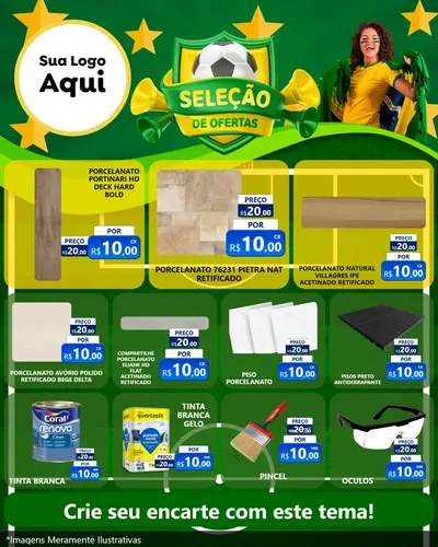 Modelo de Rede Social para Feed Instagram com o tema Seleção de Ofertas - Copa para Pisos e revestimentos