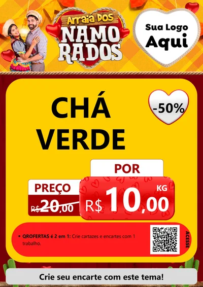 Modelo de Cartaz para Cartaz A4 Vertical com o tema Arraiá dos Namorados para Produtos Naturais