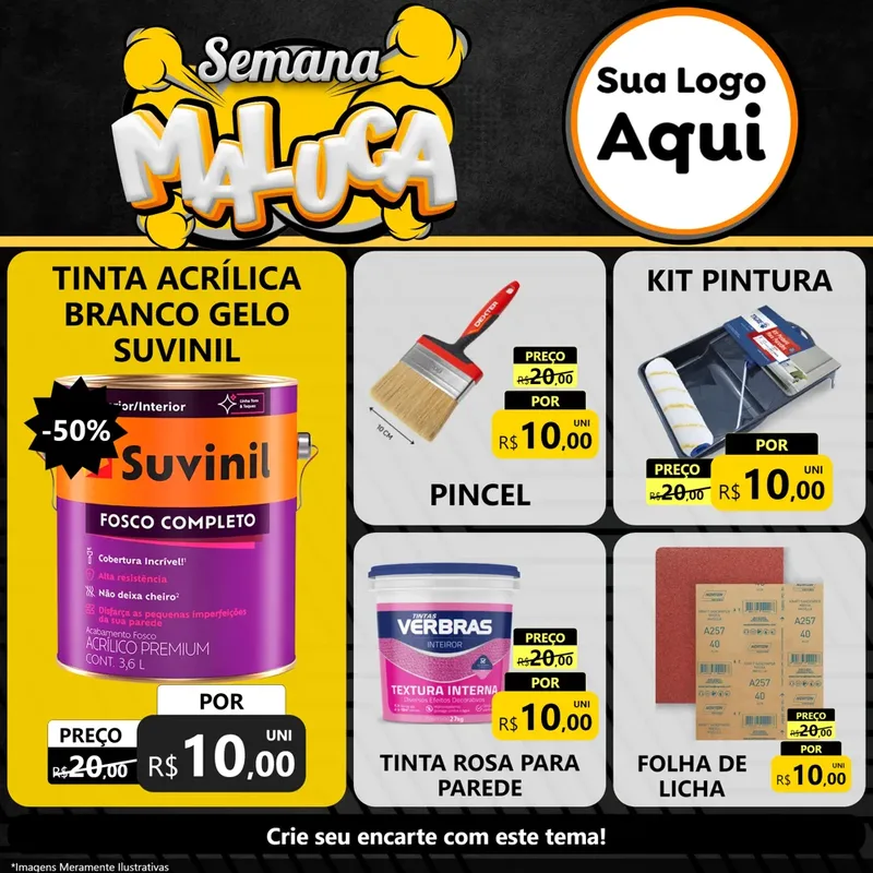 Modelo de Rede Social para Feed Facebook com o tema Semana Maluca para Tintas e Ferramentas