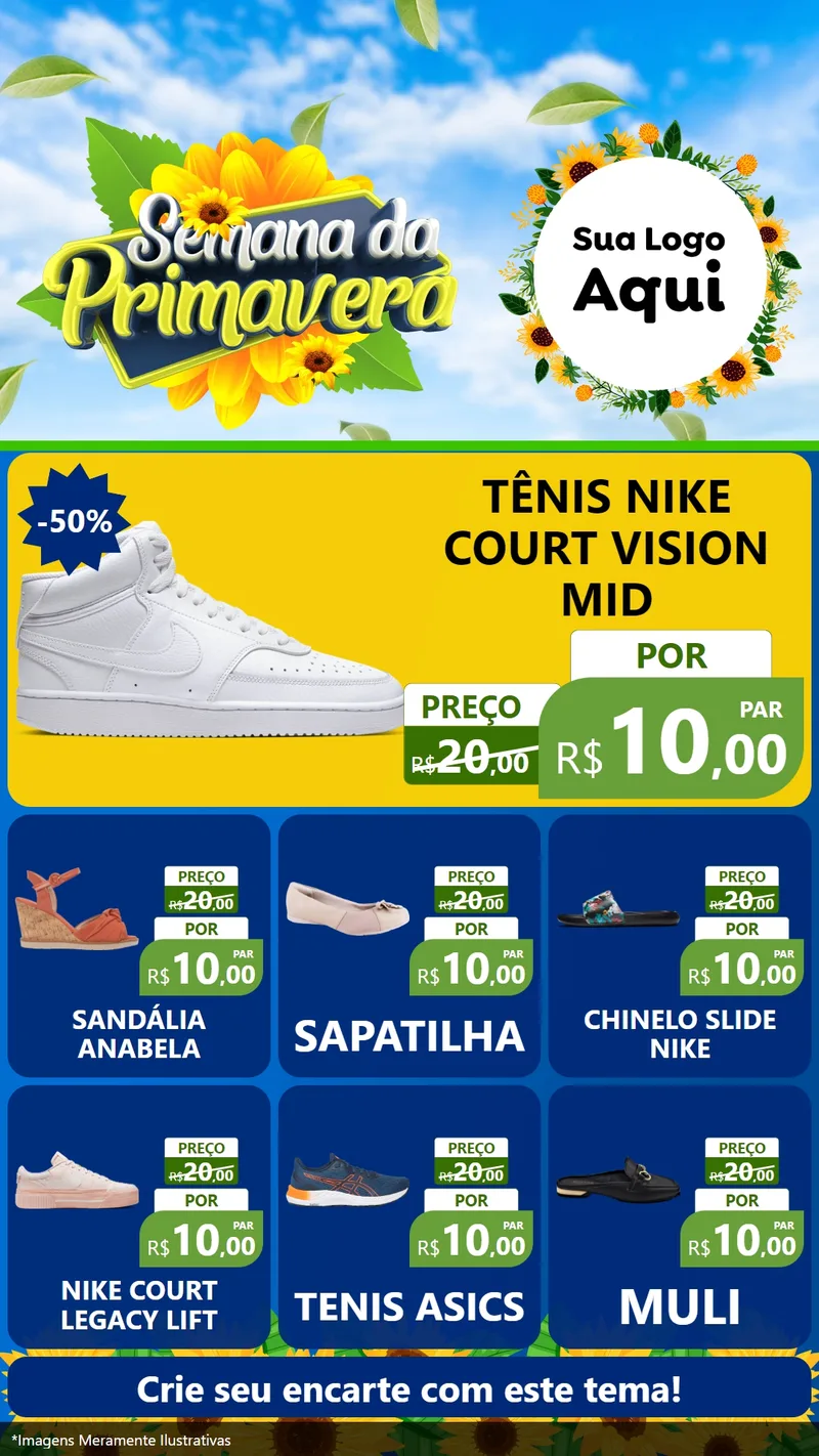 Modelo de Rede Social para Stories com o tema Semana da Primavera para Calçados