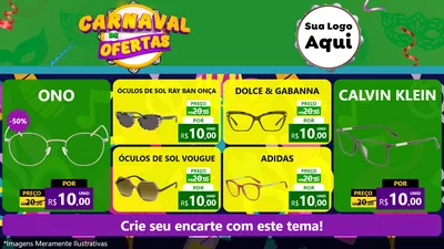 Modelo de TV para TV Horizontal com o tema Carnaval de Ofertas para Óticas