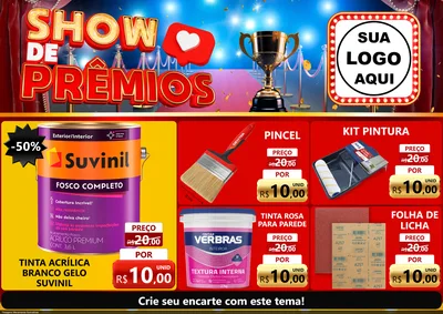 Modelo de Encarte para Encarte A4 Horizontal com o tema Show de Prêmios para Tintas e Ferramentas