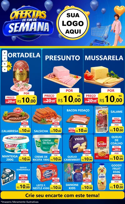 Modelo de Encarte para Encarte Grande com o tema Ofertas de Fim de Semana para Frios e Laticínios