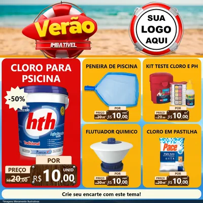 Modelo de Rede Social para Feed Facebook com o tema Verão Imbatível para Produtos para Piscina