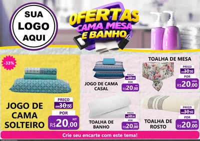 Modelo de Encarte para Encarte A4 Horizontal com o tema Ofertas Cama, Mesa e Banho para Cama, Mesa e Banho
