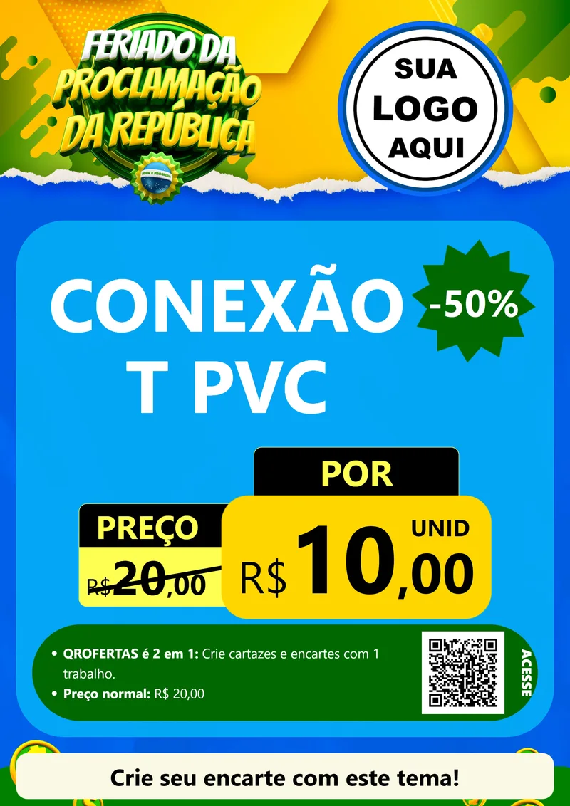 Modelo de Cartaz para Cartaz A4 Vertical com o tema Feriado da Proclamação da República para Tubos e conexões