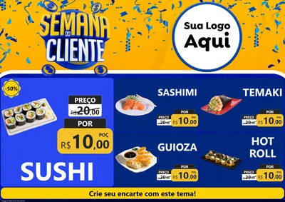 Modelo de Encarte para Encarte A4 Horizontal com o tema Semana do Cliente para Comida japonesa