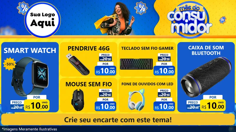 Modelo de TV para TV Horizontal com o tema Mês do Consumidor para Informática