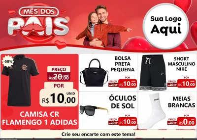 Modelo de Encarte para Encarte A4 Horizontal com o tema Mês dos Pais para Roupas e acessórios