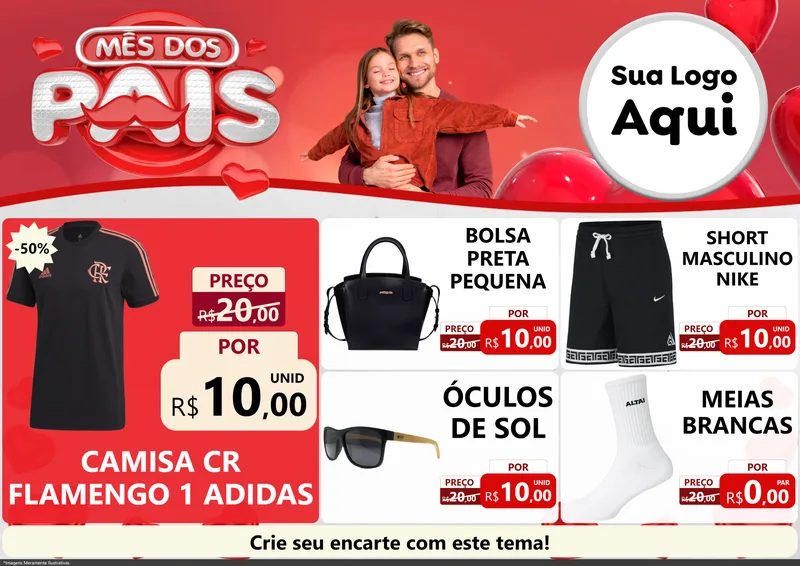 Modelo de Encarte para Encarte A4 Horizontal com o tema Mês dos Pais para Roupas e acessórios
