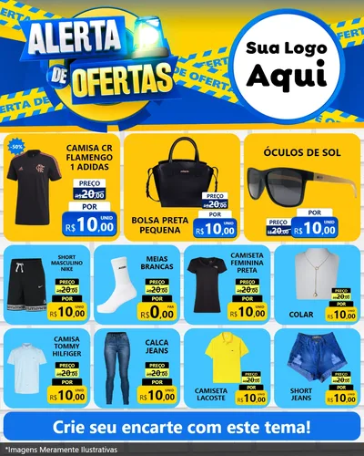 Modelo de Rede Social para Feed Instagram com o tema Alerta de Ofertas para Roupas e acessórios