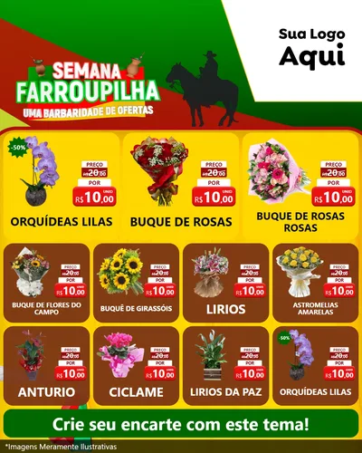 Modelo de Rede Social para Feed Instagram com o tema Semana Farroupilha - Uma Barbaridade de Ofertas para Floricultura e jardim