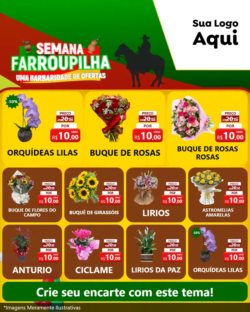Modelo de Rede Social para Feed Instagram com o tema Semana Farroupilha - Uma Barbaridade de Ofertas para Floricultura e jardim