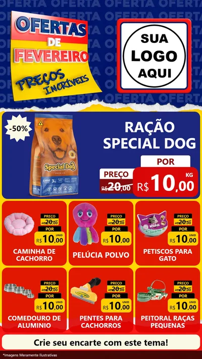 Modelo de Rede Social para Stories com o tema Ofertas de Fevereiro - Preços Incríveis para Pet Shop