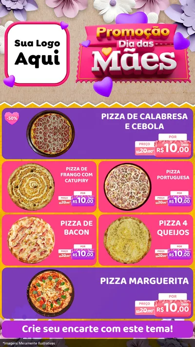 Modelo de TV para TV Vertical com o tema Promoção Dia das Mães para Pizzaria