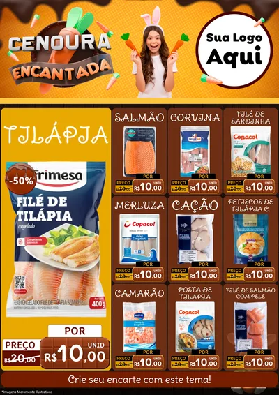 Modelo de Encarte para Encarte A4 Vertical com o tema Cenoura Encantada - Páscoa para Peixaria