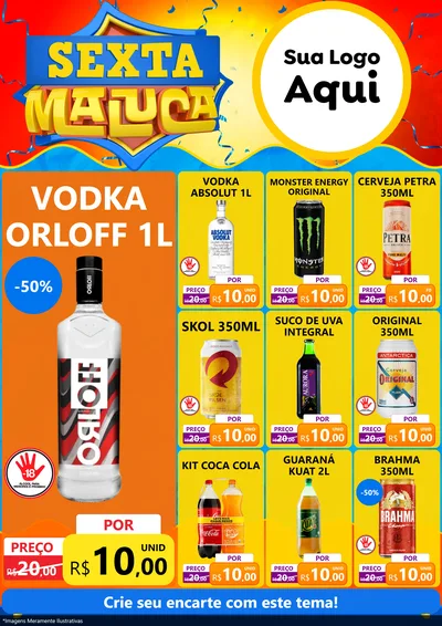 Modelo de Encarte para Encarte A4 Vertical com o tema Sexta Maluca para Distribuidora de bebidas