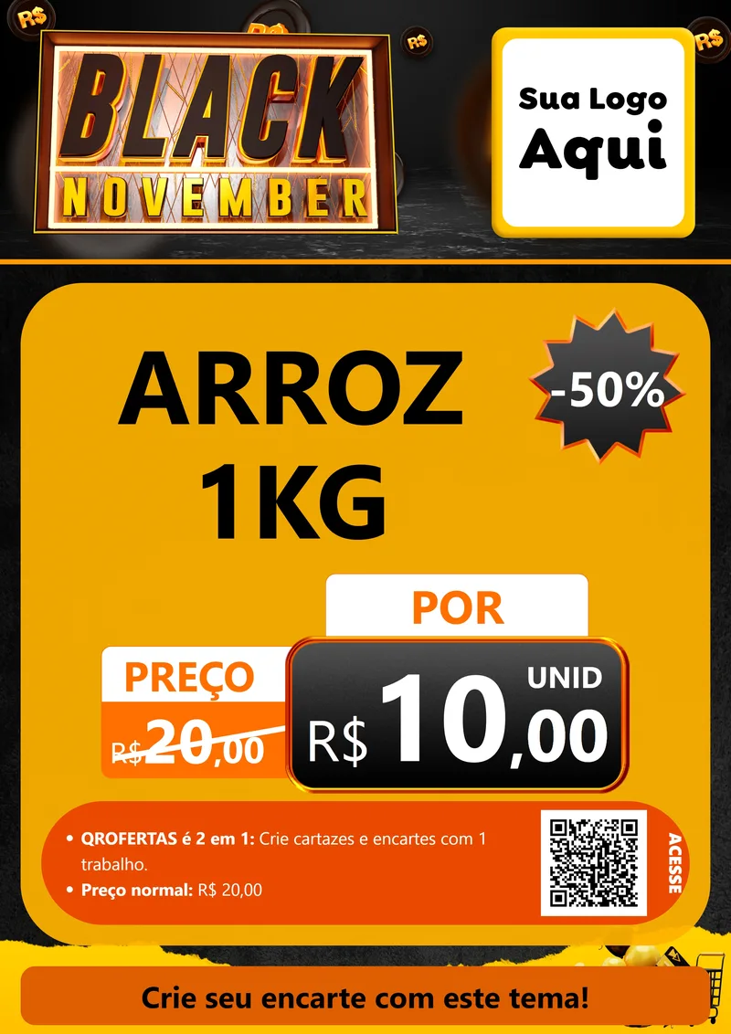 Modelo de Cartaz para Cartaz A4 Vertical com o tema Black November para Supermercado