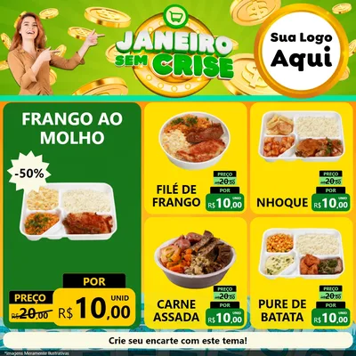 Modelo de Rede Social para Feed Facebook com o tema Janeiro Sem Crise para Restaurante