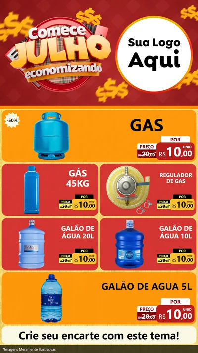 Modelo de TV para TV Vertical com o tema Comece Julho Economizando para Água e gás