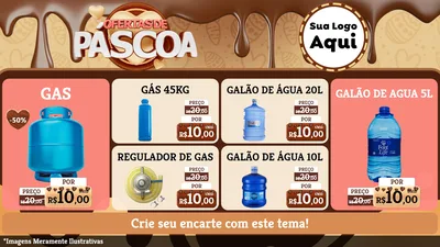 Modelo de TV para TV Horizontal com o tema Ofertas de Páscoa para Água e gás