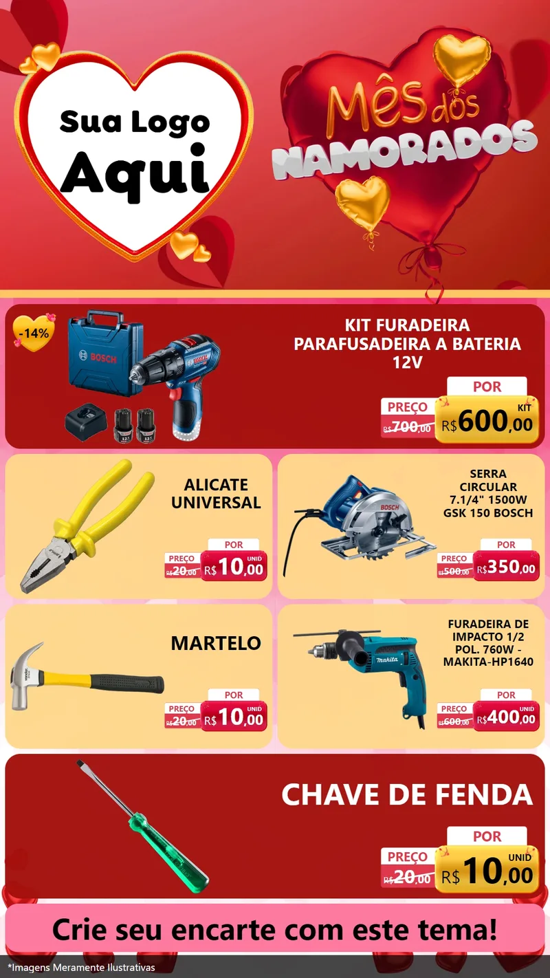 Modelo de TV para TV Vertical com o tema Mês dos Namorados para Maquinas e Ferramentas