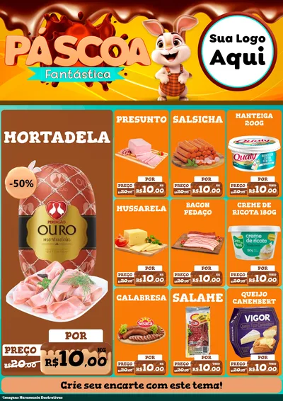 Modelo de Encarte para Encarte A4 Vertical com o tema Páscoa Fantástica para Frios e Laticínios
